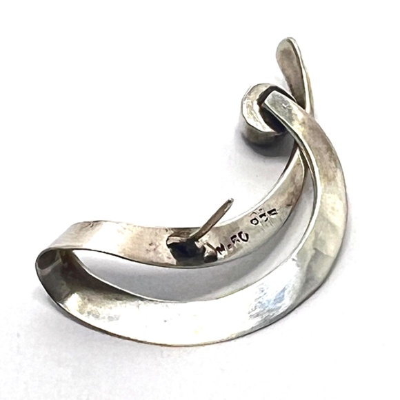 Sterling Silver Sodalite Earrings - Midcentury Modern - Ribbon - Picture 6 of 10